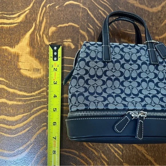 Coach Rare Y2K Early 2000’s Navy and Gray Signature Mini Top Handle Satchel